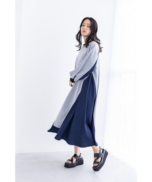 「OSMOSIS」 長袖ワンピース ONE SIZE ブラック レディース_画像5