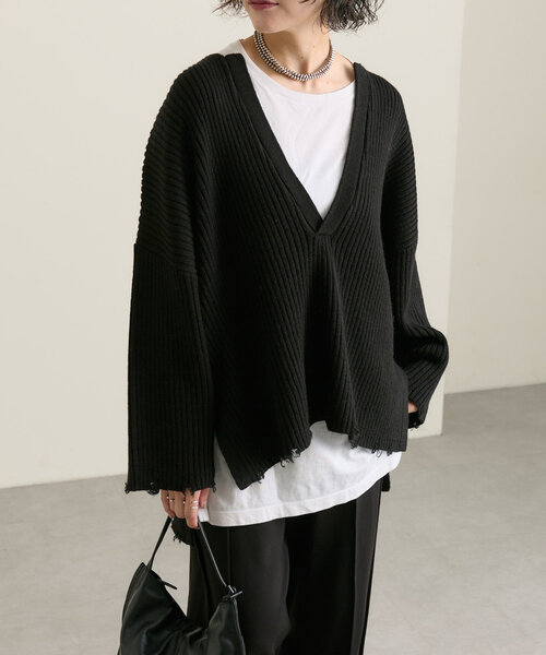 「ear PAPILLONNER」 「sumi style」長袖ニット FREE ブラック レディース_画像3