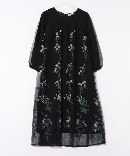 Rose Tiara」 長袖ワンピース 46 ブラック レディース Rose Tiara 