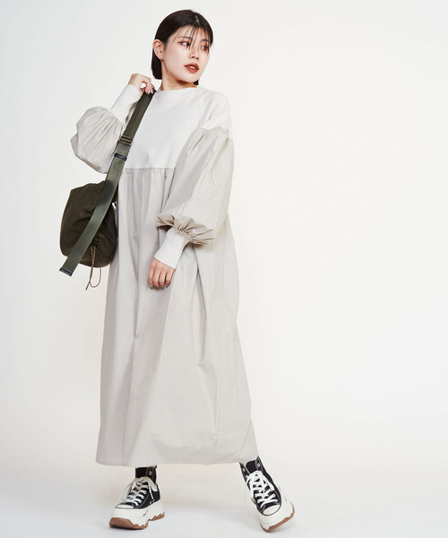 CONVERSE TOKYO 「CONVERSE TOKYO」 長袖ワンピース FREE ライトグレー CONVERSE TOKYO 「CONVERSE TOKYO」 長袖ワンピース FREE ライトグレー