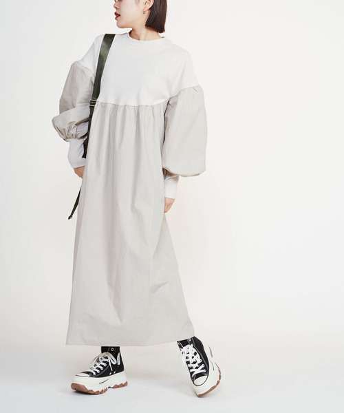 「CONVERSE TOKYO」 長袖ワンピース FREE ライトグレー レディース_画像3
