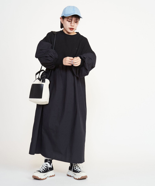 「CONVERSE TOKYO」 長袖ワンピース FREE ライトグレー レディース_画像6