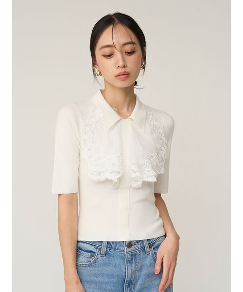 Snidel 新品 レースエンブロイダリーニットトップス エンブロイダリーカラーニットトップス | スナイデル(SNIDEL) | マルイ