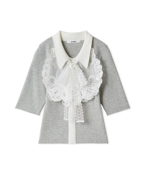 ໒꒱· ゜ SNIDEL エンブロイダリーカラードッキングニット　グレー SNIDEL（スナイデル） ニット セーター エンブロイダリーカラー
