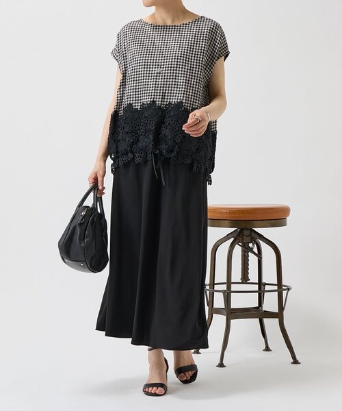 BEARDSLEY ビアズリー 裾レース ブラウス リネン ブラウス　カットソー BEARDSLEY（ビアズリー） ブラウス シャツ 裾レースリネンブラウス