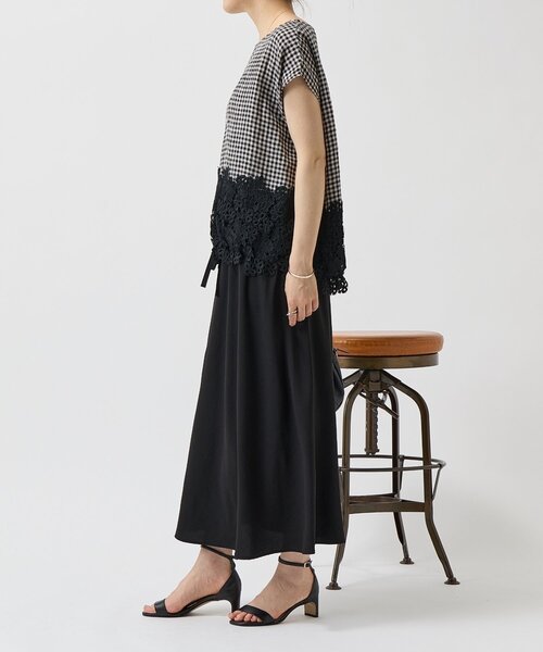 BEARDSLEY(ビアズリー) ブラウス シャツ 裾レースリネンブラウス BEARDSLEY(ビアズリー) ブラウス シャツ 裾レースリネンブラウス