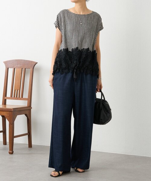 BEARDSLEY（ビアズリー） ブラウス シャツ 裾レースリネンブラウス