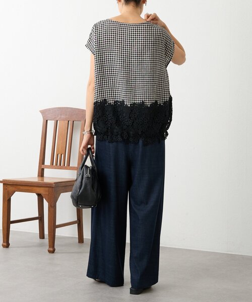 BEARDSLEY（ビアズリー） ブラウス シャツ 裾レースリネンブラウス