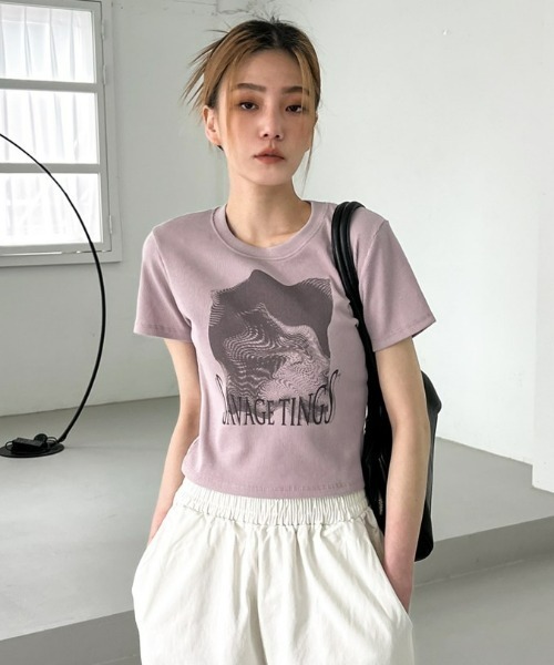 「BLACKUP」 半袖Tシャツ FREE ブルーグレー レディース_画像5