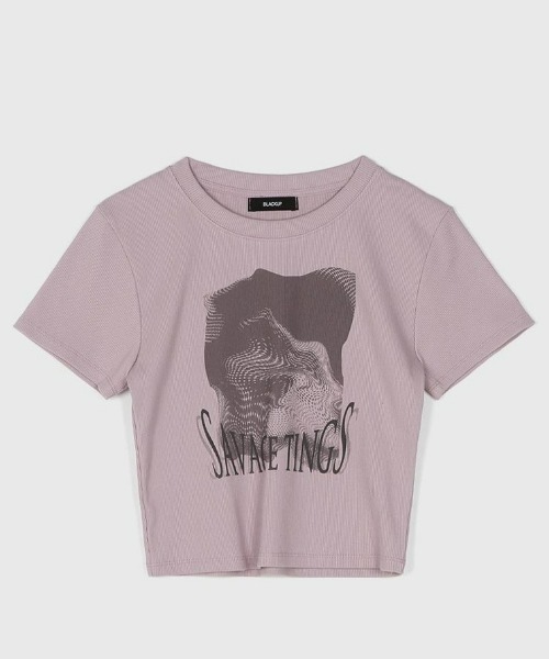 「BLACKUP」 半袖Tシャツ FREE ブルーグレー レディース_画像9