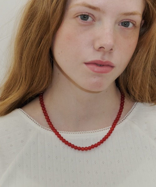 GIUNON ネックレス clear red beads necklace / クリアレッドビーズ