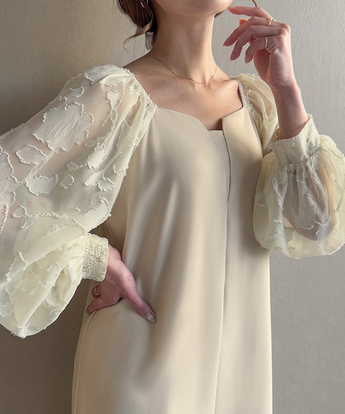 「junoah」 長袖ワンピース LARGE ダークネイビー レディース_画像2