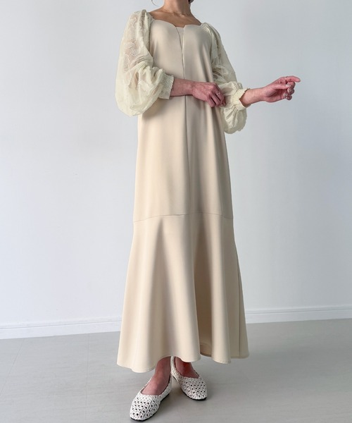 「junoah」 長袖ワンピース LARGE ダークネイビー レディース_画像3