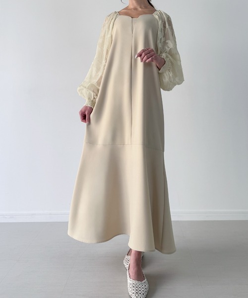 「junoah」 長袖ワンピース LARGE ダークネイビー レディース_画像4