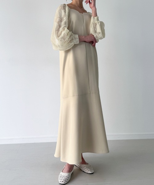 「junoah」 長袖ワンピース LARGE ダークネイビー レディース_画像6
