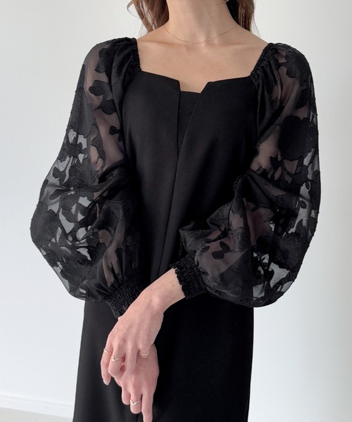 「junoah」 長袖ワンピース LARGE ダークネイビー レディース_画像7
