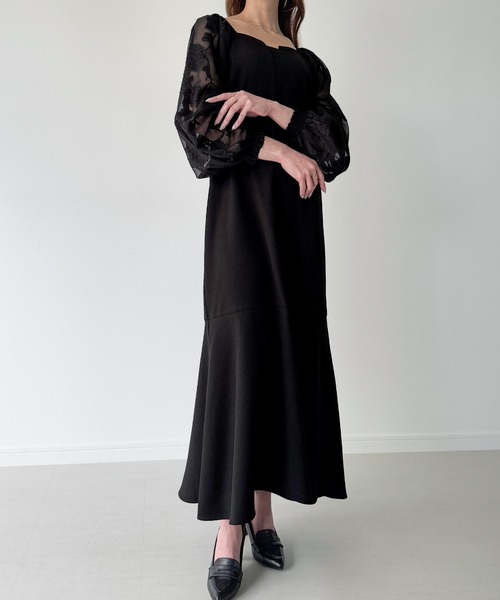 「junoah」 長袖ワンピース LARGE ダークネイビー レディース_画像8