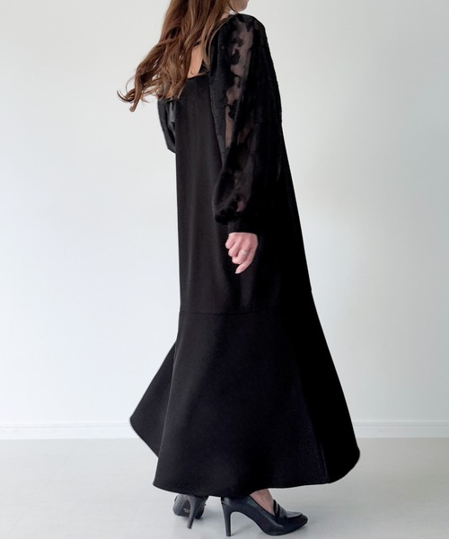 「junoah」 長袖ワンピース LARGE ダークネイビー レディース_画像9