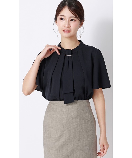 「AOYAMA」 「＆ress」半袖ブラウス M ネイビー レディース_画像9