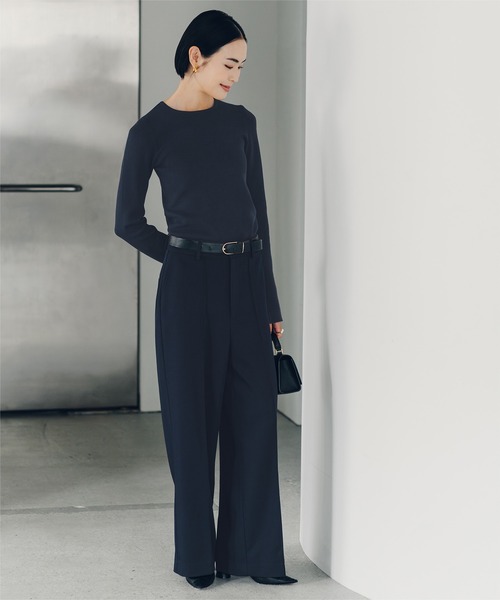 「ur's」 スラックス M ダークネイビー レディース_画像8