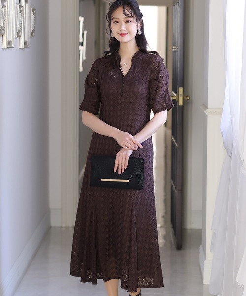 「PourVous」 半袖ワンピース M ベージュ レディース_画像2