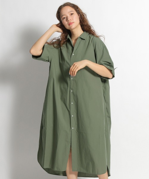 ワンピース シャツワンピース マーセワイヤー入りビッグショートシャツワンピース Sale
