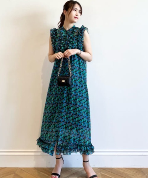 LOULOU WILLOUGHBY ワンピース 【LOULOU WILLOUGHBY】リーフプリント  