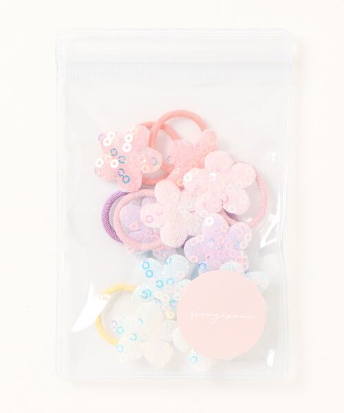 frangipani ヘアゴム ポーチ入りスパンコールヘアゴムセット(KIDS