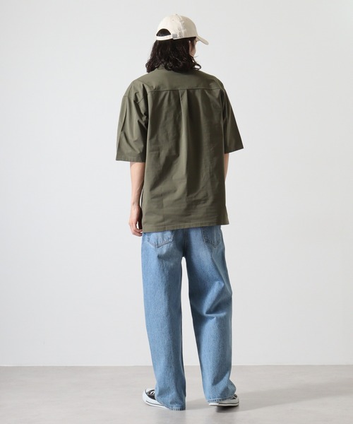 半袖Tシャツ メンズ コントラストパッチ大文字 2色 シルバーバレットセレクト SB Select Quash ラインリブ半袖