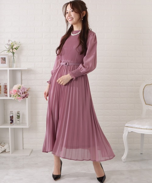 Lace Ladies（レースレディース） ドレス ベルト付きシフォンプリーツ