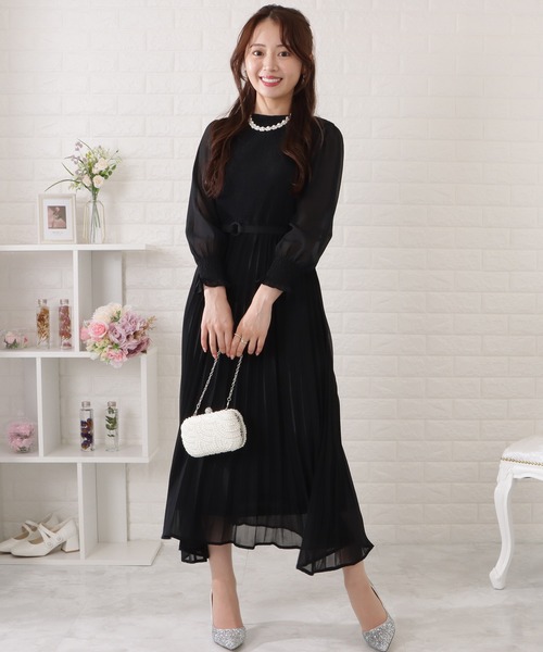 Lace Ladies（レースレディース） ドレス ベルト付きシフォンプリーツ