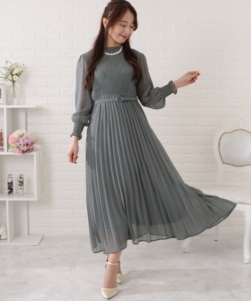 Lace Ladies（レースレディース） ドレス ベルト付きシフォンプリーツ