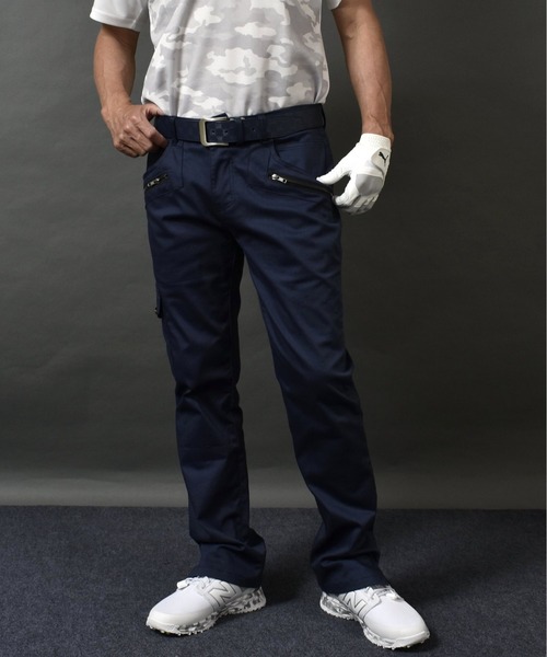 23区スポーツ ゴルフウェア 黒カーゴパンツ MEN】【撥水／ストレッチ】2WAYストレッチ カーゴパンツ