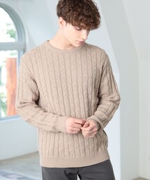 BEAMS HEART セーター ニット ケーブル編 クルーネック メンズ