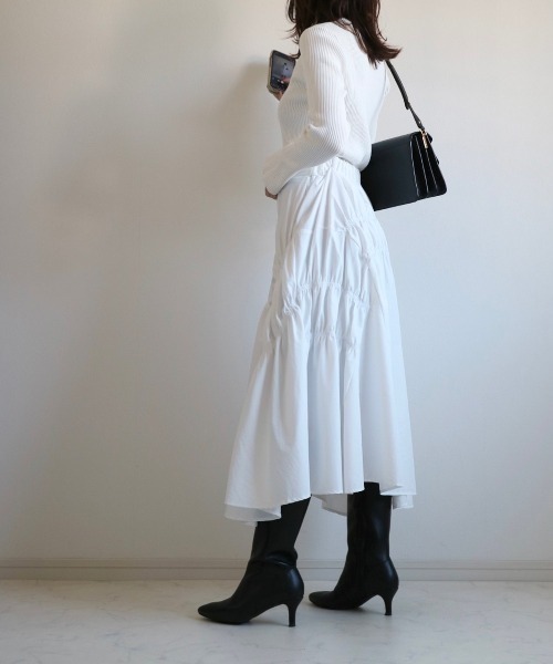 NAUL スカート ナイロンアシメシャーリングスカート「yonnie