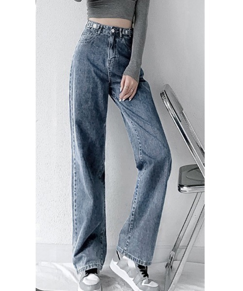 美脚 ストレート デニムパンツ 高見え ヴィンテージ 春夏 miniministore ジーンズ デニム デニムパンツ ストレートデニム
