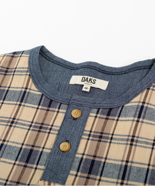 タグ付き未使用 DAKS 44 ハウスチェック ニット 半袖 大きいサイズ DAKS（ダックス） パジャマ 「DAKS」ハウスチェッククレープ 半袖