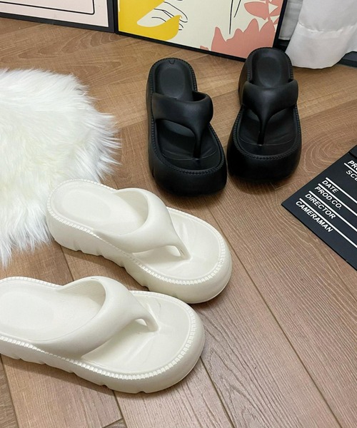 【厚底とふわふわ生地が可愛い＊】CHANEL ビーチサンダル ブランド シャネル ビーチスリッパ レディース Chanel 外出