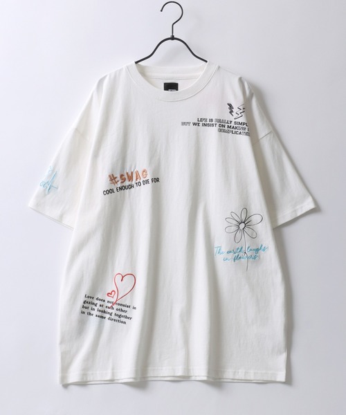ロゴ プリント＆紐刺繍 3D刺繍 Tシャツ 半袖 landerblue original - 【3D刺繍】LANDER BLUE オリジナル