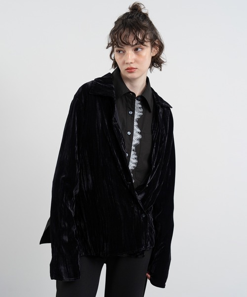 ブラウス シャツ 「ELOOPS」3way ベルベットナロンシャツ レディース メンズ