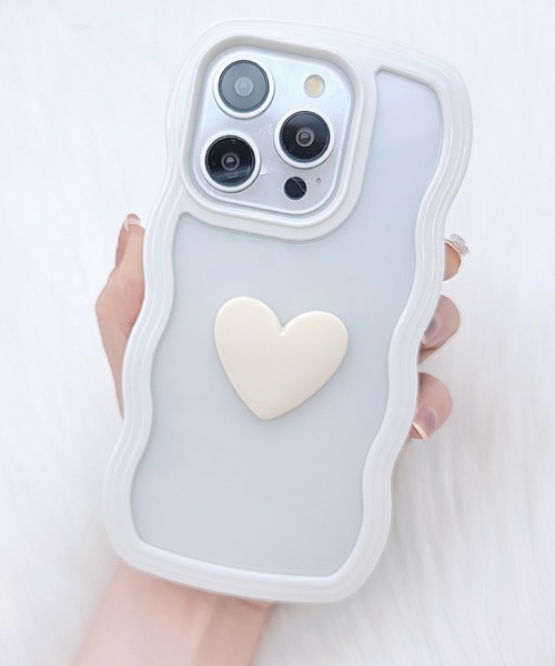 スマホケース ウエーブライン 3D ハート クリア iPhone ケース | Lace Ladies