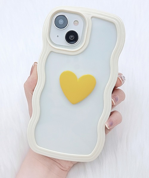 スマホケース ウエーブライン 3D ハート クリア iPhone ケース | Lace Ladies | 04