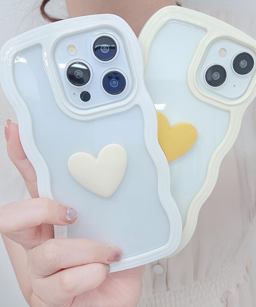 スマホケース ウエーブライン 3D ハート クリア iPhone ケース | Lace Ladies | 10