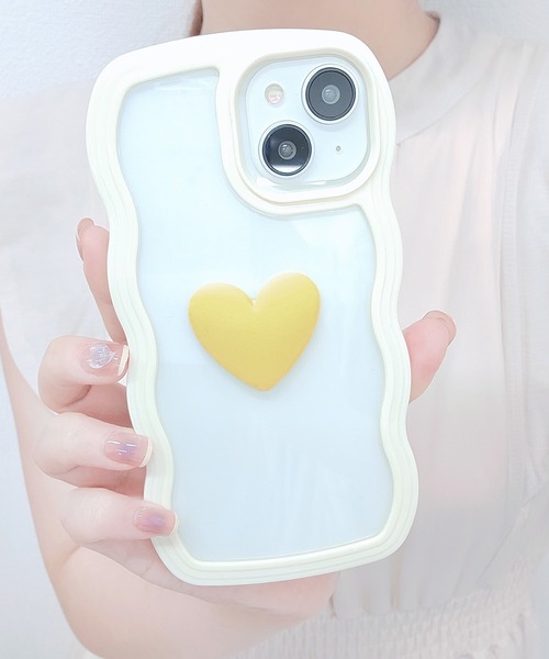 スマホケース ウエーブライン 3D ハート クリア iPhone ケース | Lace Ladies | 12