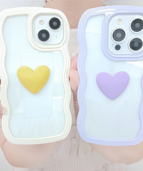 スマホケース ウエーブライン 3D ハート クリア iPhone ケース | Lace Ladies | 13
