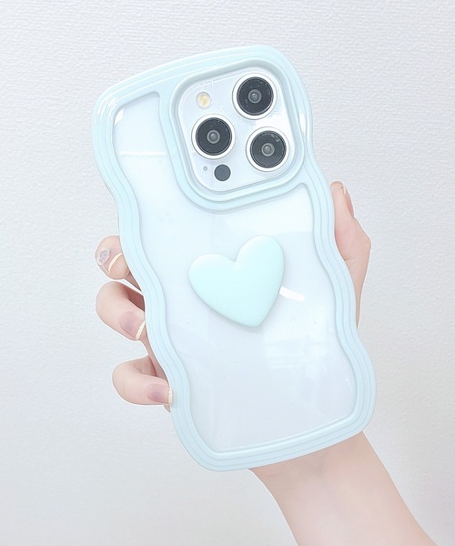 スマホケース ウエーブライン 3D ハート クリア iPhone ケース | Lace Ladies | 14