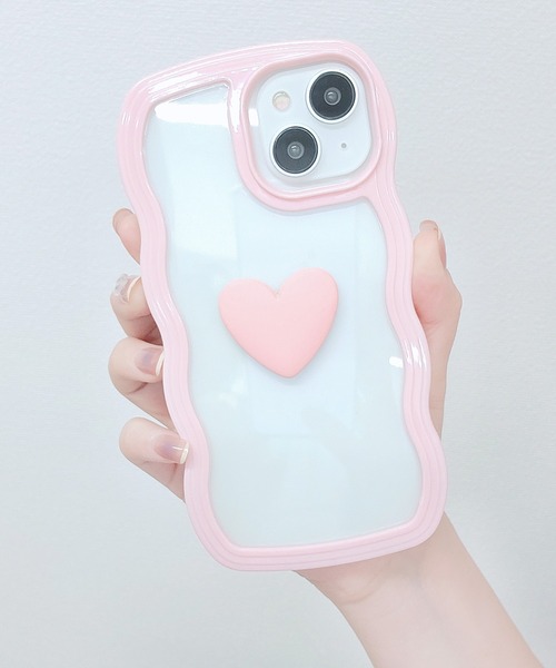 スマホケース ウエーブライン 3D ハート クリア iPhone ケース | Lace Ladies | 06