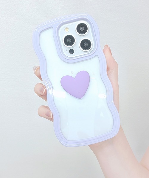 スマホケース ウエーブライン 3D ハート クリア iPhone ケース | Lace Ladies | 07