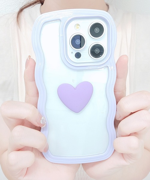スマホケース ウエーブライン 3D ハート クリア iPhone ケース | Lace Ladies | 08