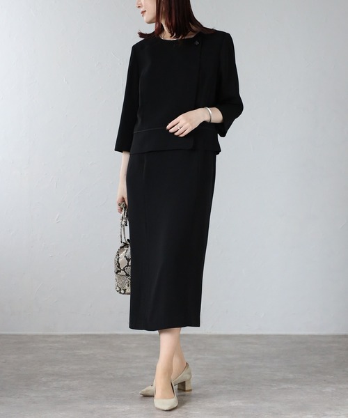 ＆HALF セットアップ フォーマルノーカラージャケット＆ワンピース2点